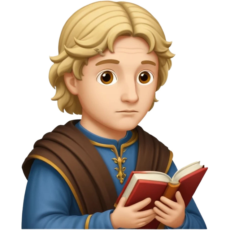 Renaissance thinker with a book, symbolizing great minds of the Renaissance emoji