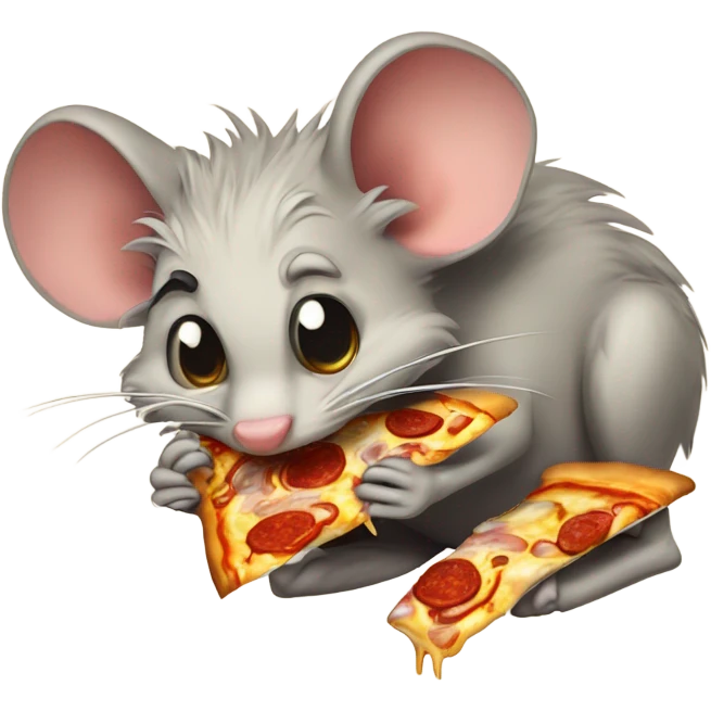 Ugly rat eating ugly pizza emoji