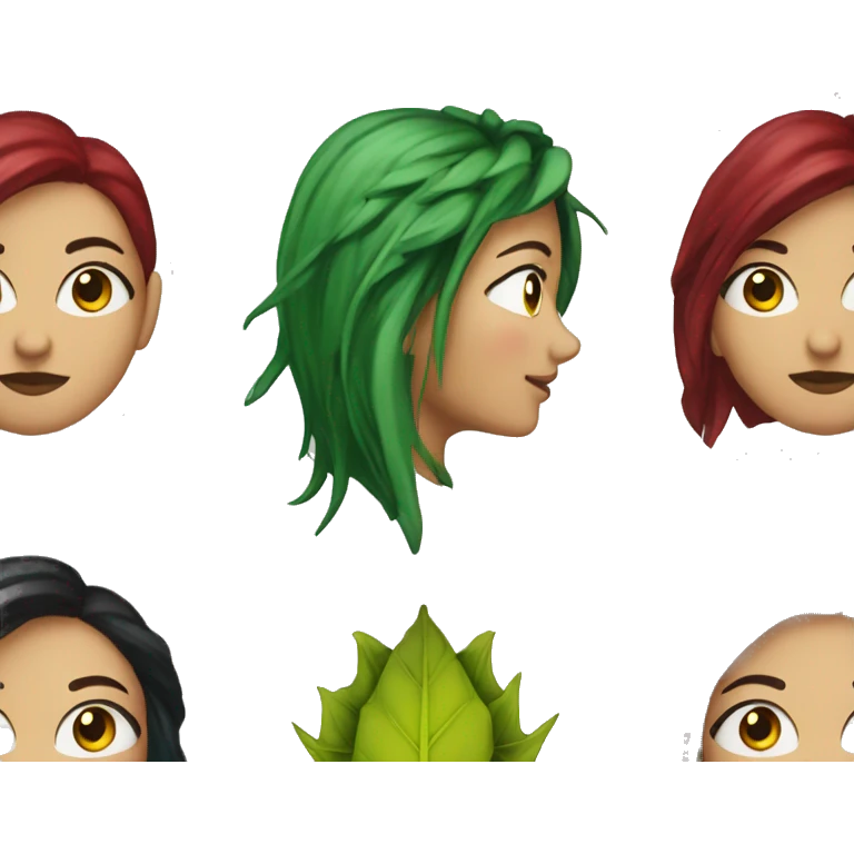 420 Lady with brunette and blue hair, hemp, gold, green dragon wings, maroon hoodie, 420, black and gold Nike t shirt, and bright red eyes emoji