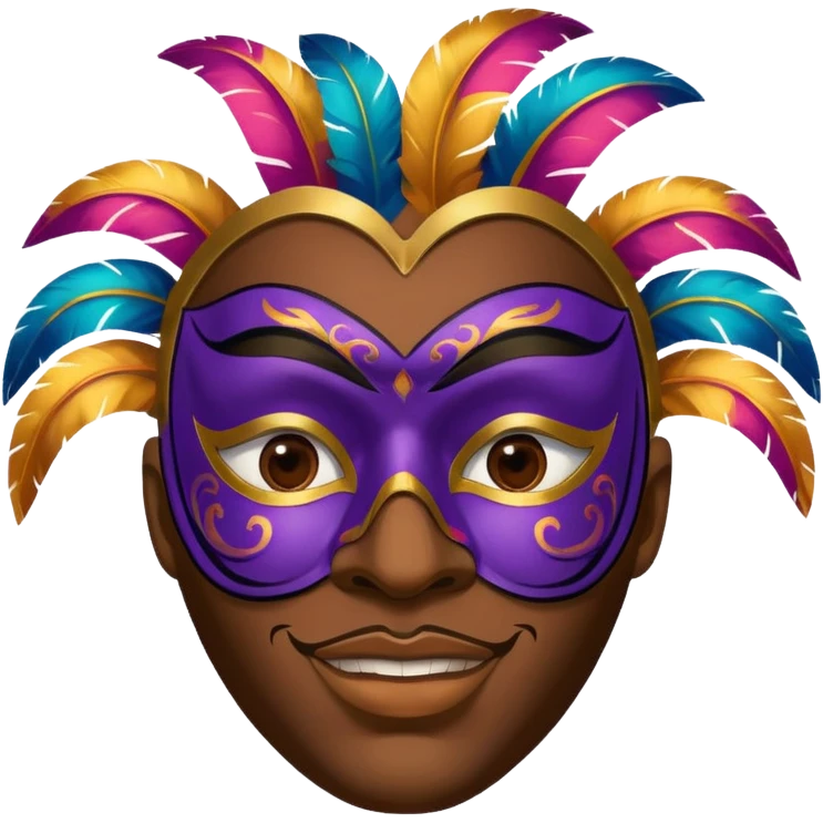A black man with a painted carnival mask, vibrant colors and confident expression. emoji