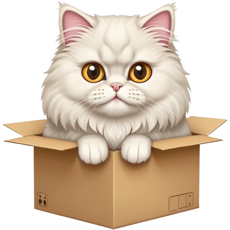 A  Persian cat poked its paws out of the cardboard box and placed them on top of it emoji