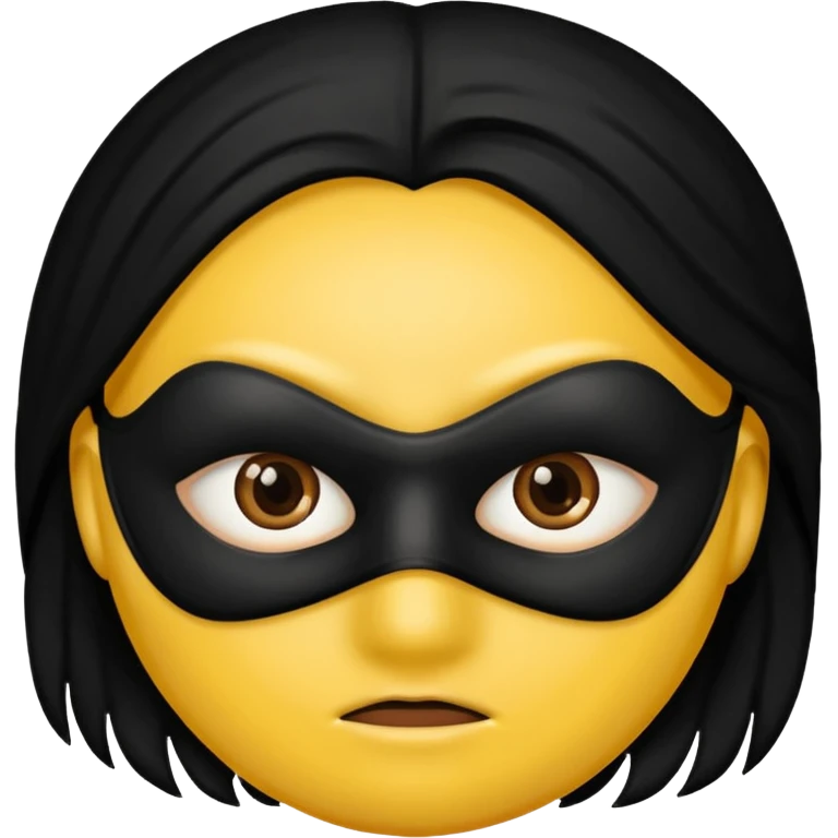 Yellow circle with no eyebrows but brown eyes and mouth being a robber emoji