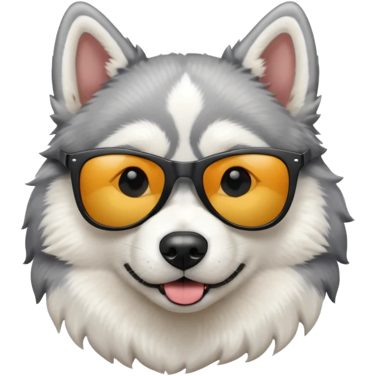 white/grey husky dog with black dark sunglasses emoji