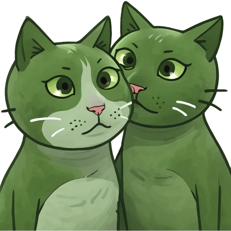 Cat hugging another cat while they are both  crying emoji