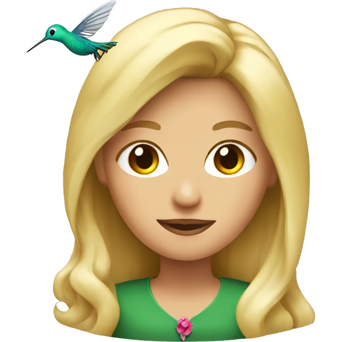 Blonde women with humming bird emoji
