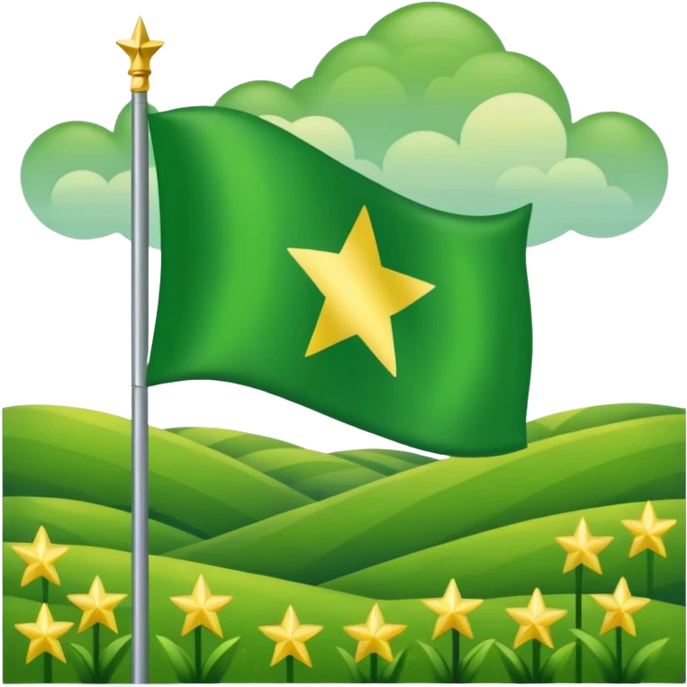 Circassian flag emoji with green background, yellow stars and stripes emoji