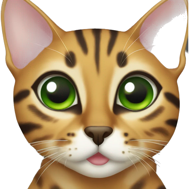Bengal cat with green eyes body emoji