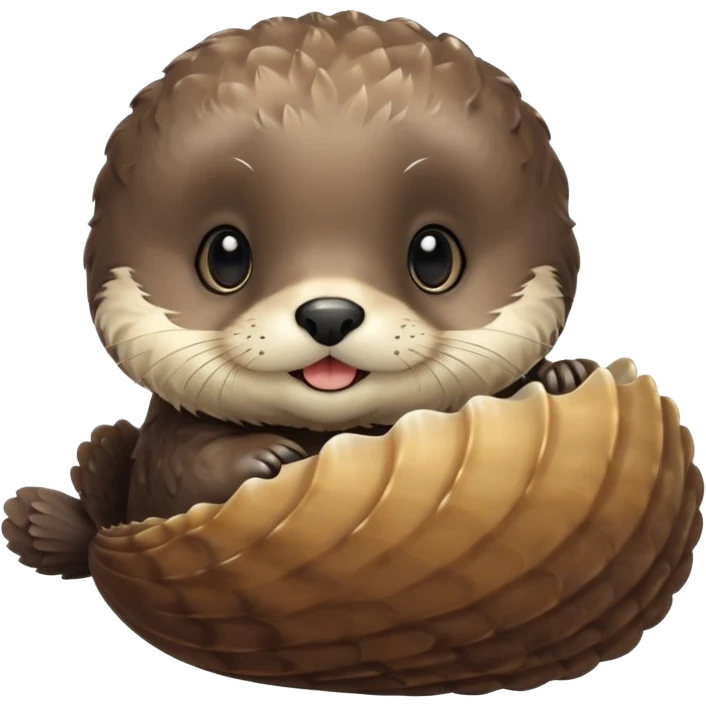 baby sea otter pup with scallop emoji