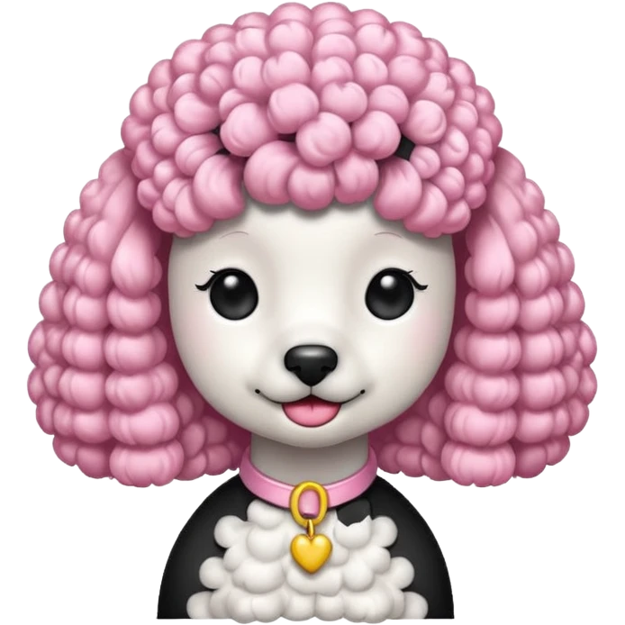 Crie um poddle com um laço rosa estilo ios emoji