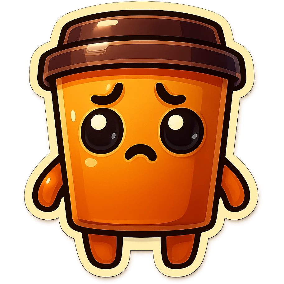 Tall coffee cup, confused emoji