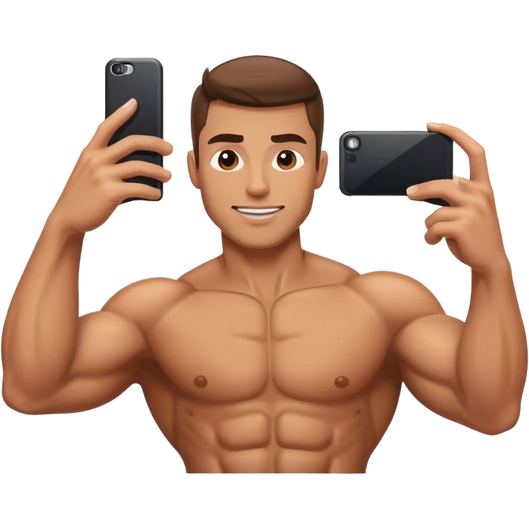 muscular male taking selfie emoji