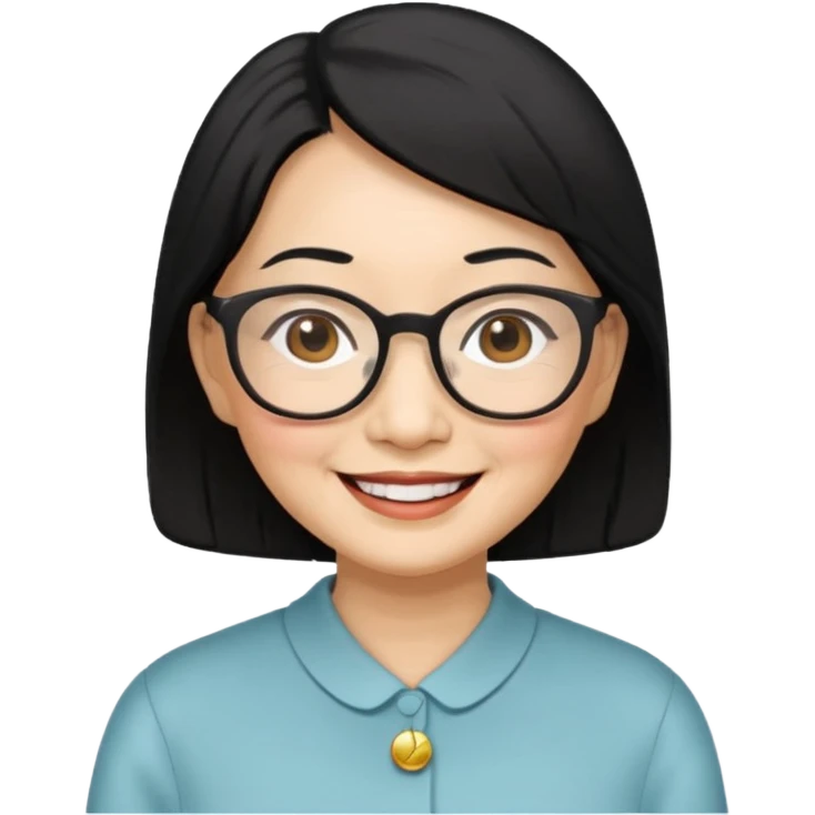 black hair Elder asian woman with glasses emoji