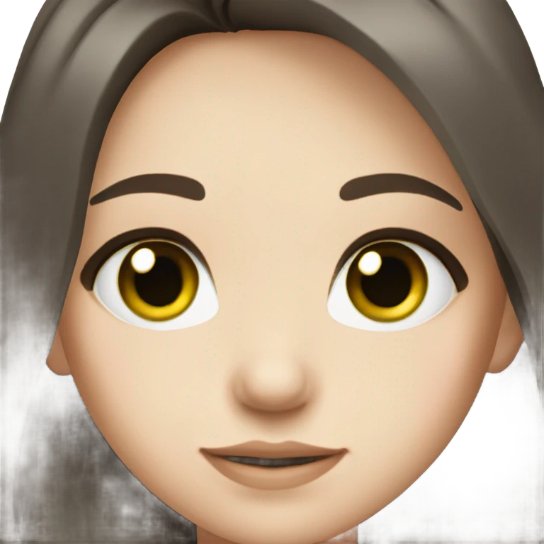 Girl with green eyes, dark brown shoulder length hair, pale skin  emoji