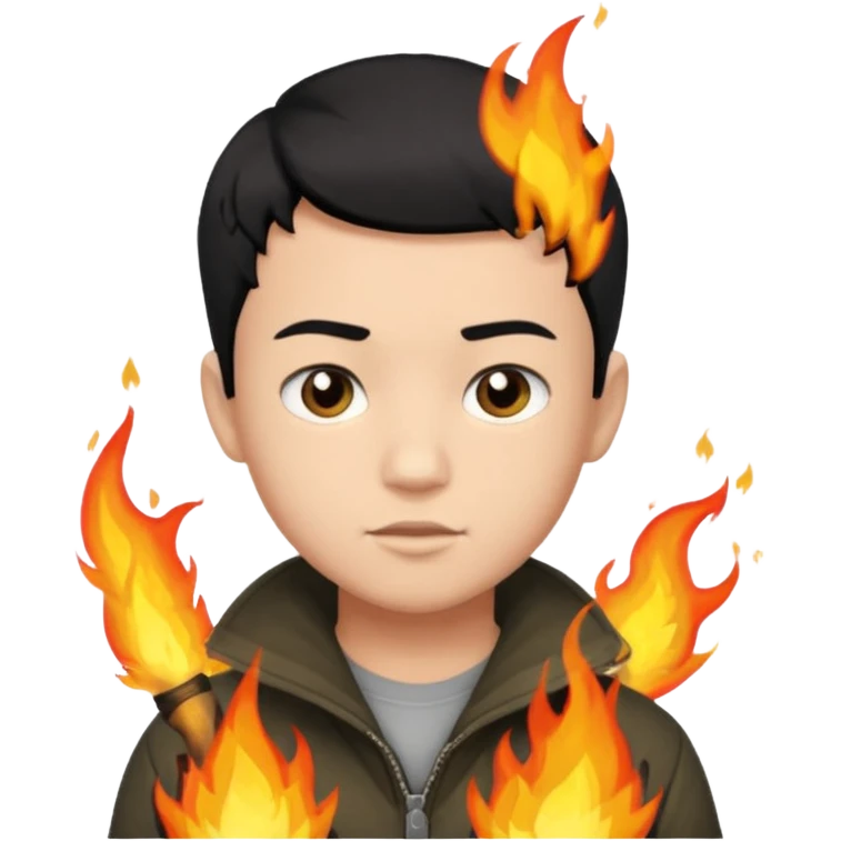An Emoji of boy with short black hair, who can be described by three words: risk-taker, fire, realist emoji