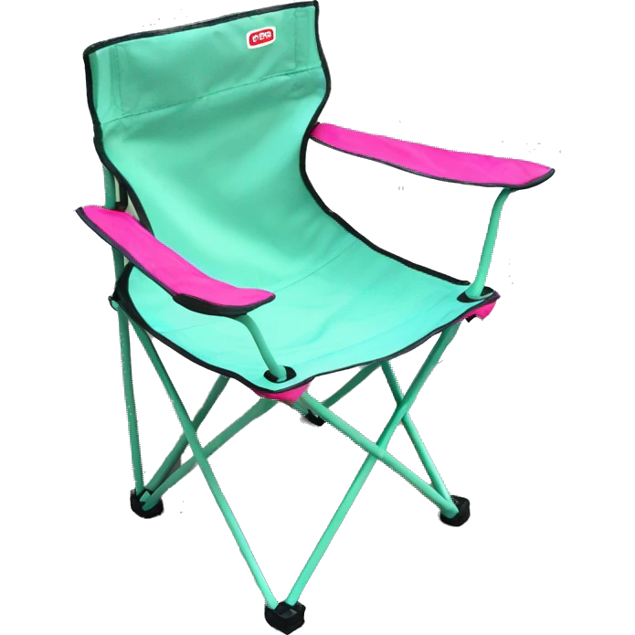 Realistic pastel mint green and hot pink folding camping outdoor chair. emoji