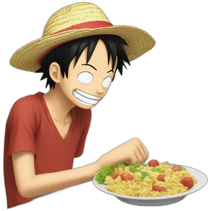 Luffy thiking about food emoji