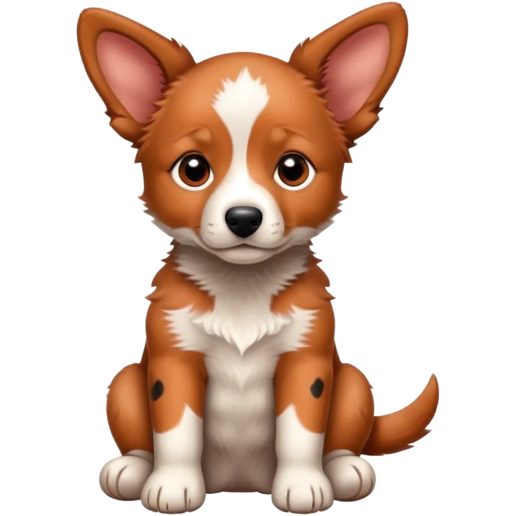 Cute red heeler puppy with floppy ears and spotted coat, sitting emoji