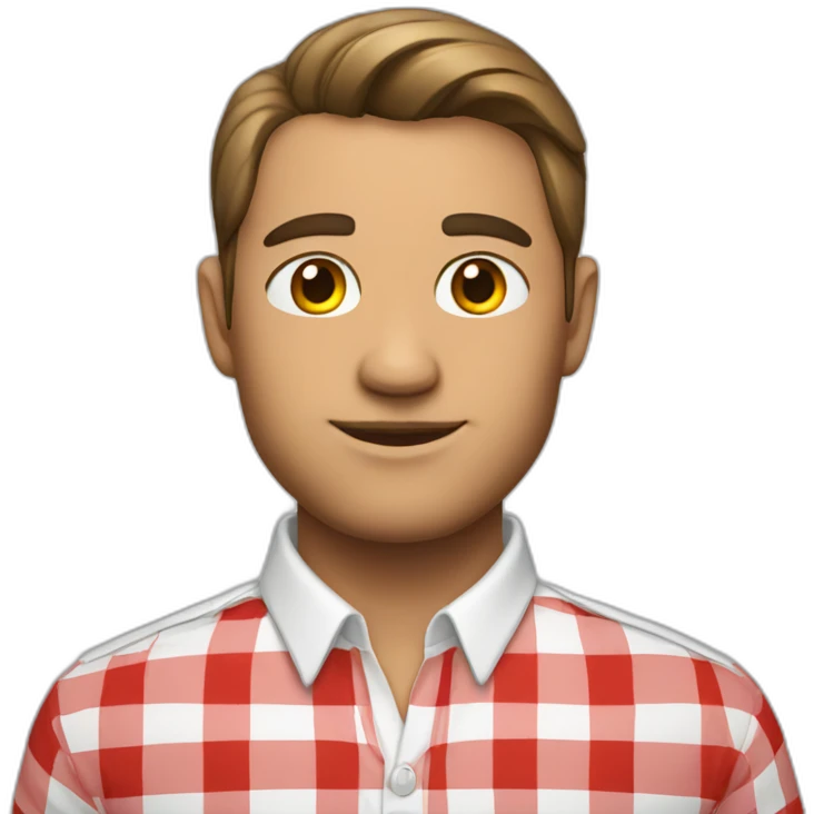 A handsome man wearing a red and white shirt emoji