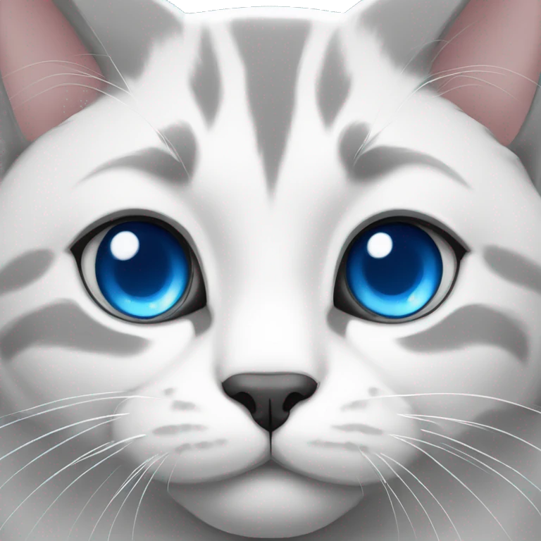 White, gray, and fat cat with blue eyes emoji