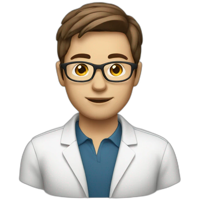 tech consultant with glasses, brown hair and white skin emoji
