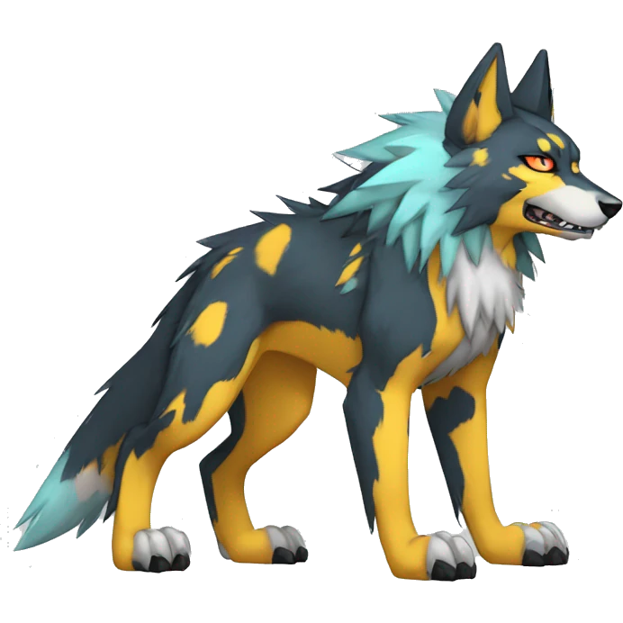  Cool Edgy Colorful Digimon-Fakemon-Wolf with edgy markings full body emoji