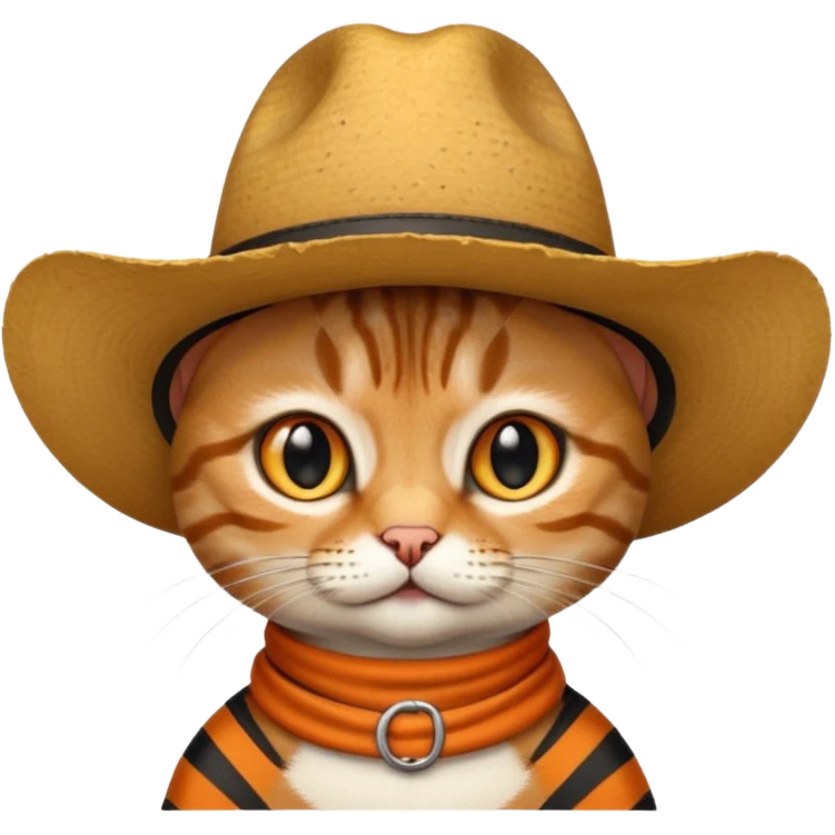 tabby cat with a wide-brimmed cowboy hat emoji