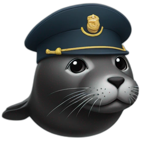 black seal with captain's cap emoji