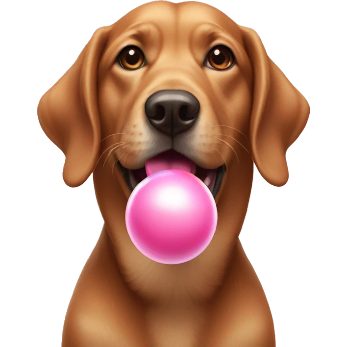 Dog eating bubble gum emoji
