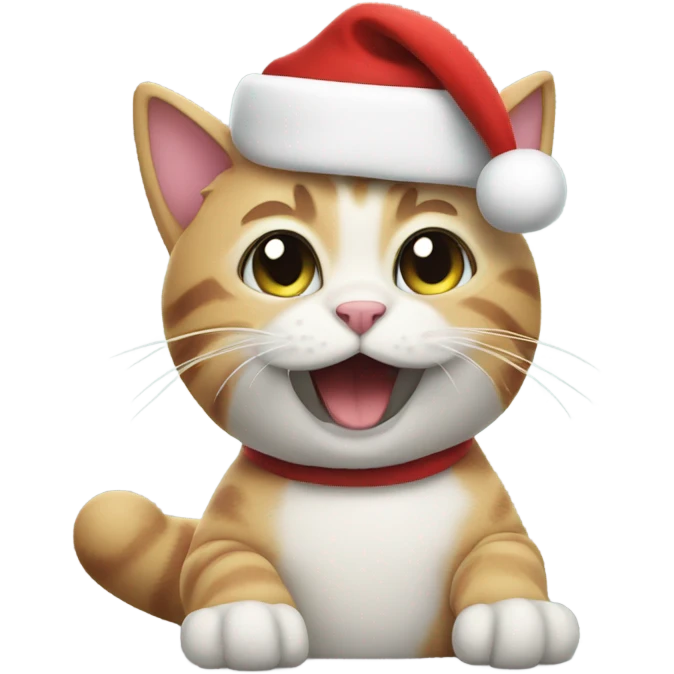 Cat dressed as santa giving thumbs up emoji