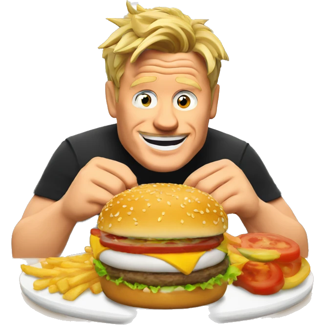 Gordon Ramsey eats burger emoji