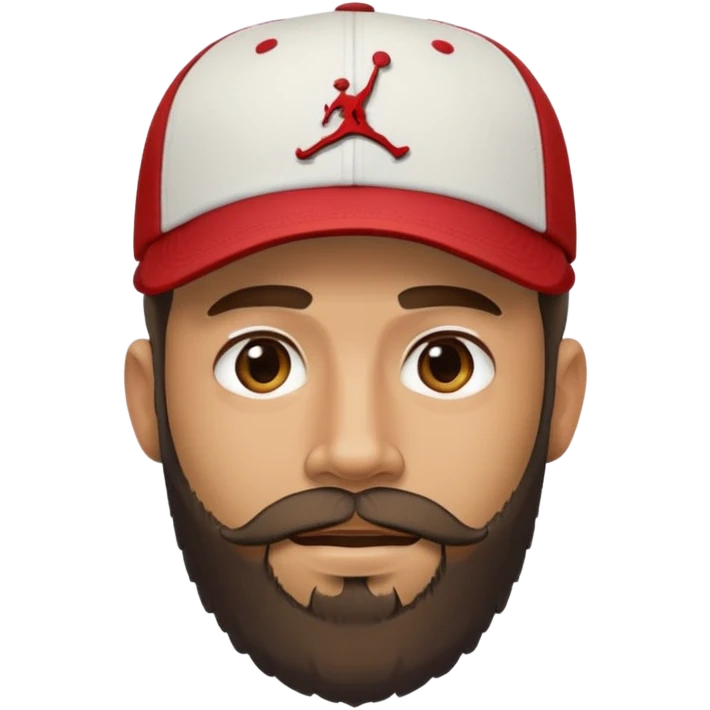 bearded guy with a Jordan baseball cap, stubble beard, emoji style emoji