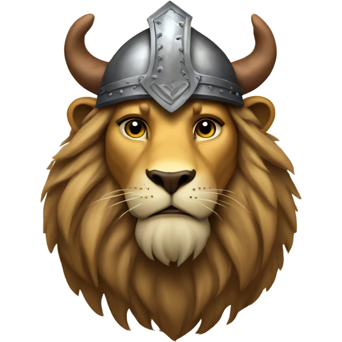 Lion wearing a Viking hat  emoji