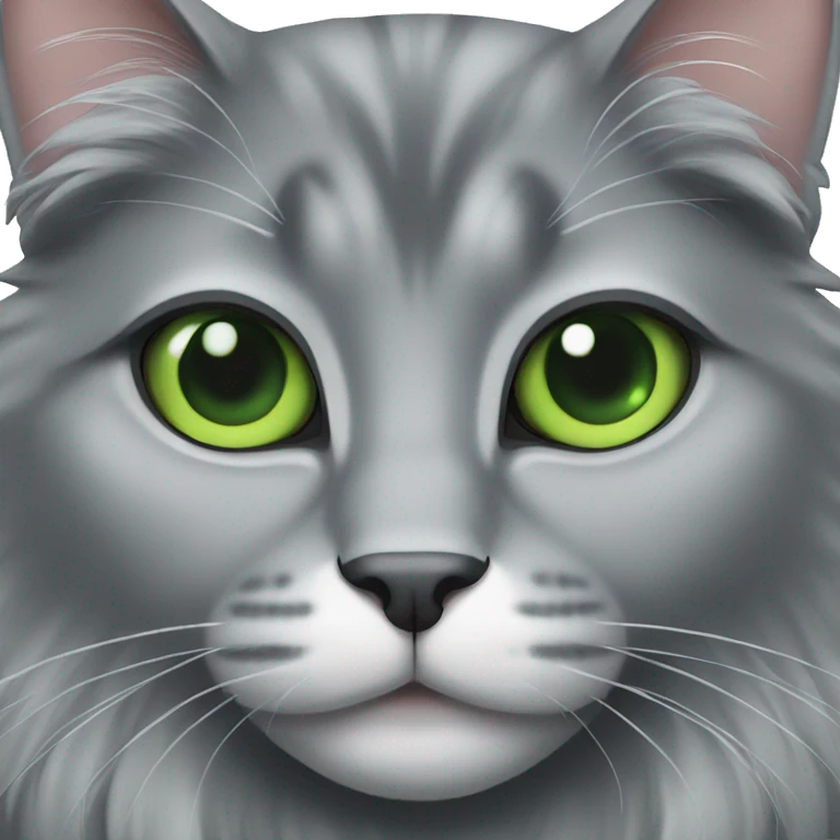 long-haired gray cat with green eyes emoji