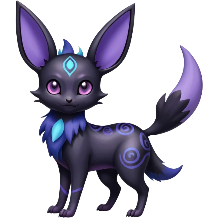 Noibat-Umbreon-Espeon-hybrid, full body, intricate markings emoji