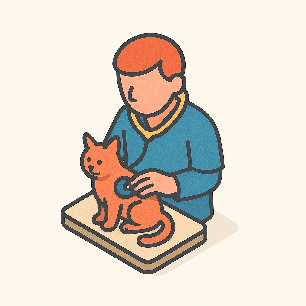 veterinarian examining a cat emoji