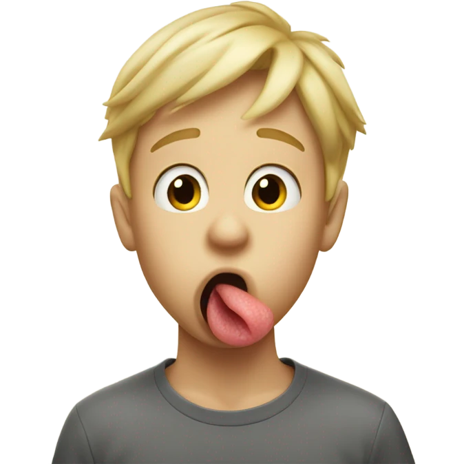 blonde boy licking nose emoji