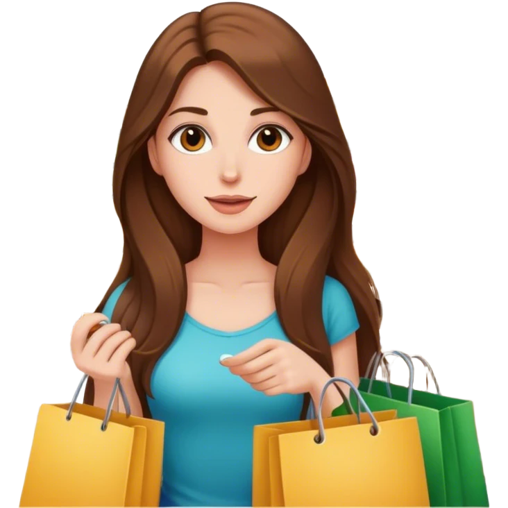 Long brown hair female shopping  emoji