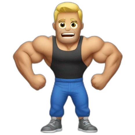 man doing doble biceps emoji