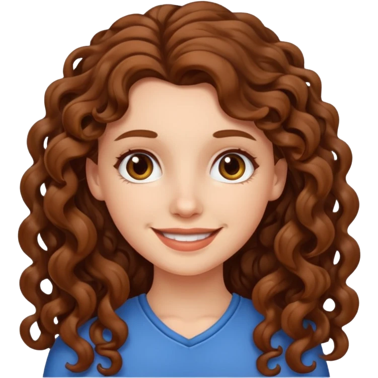 white girl with long brown curly hair emoji