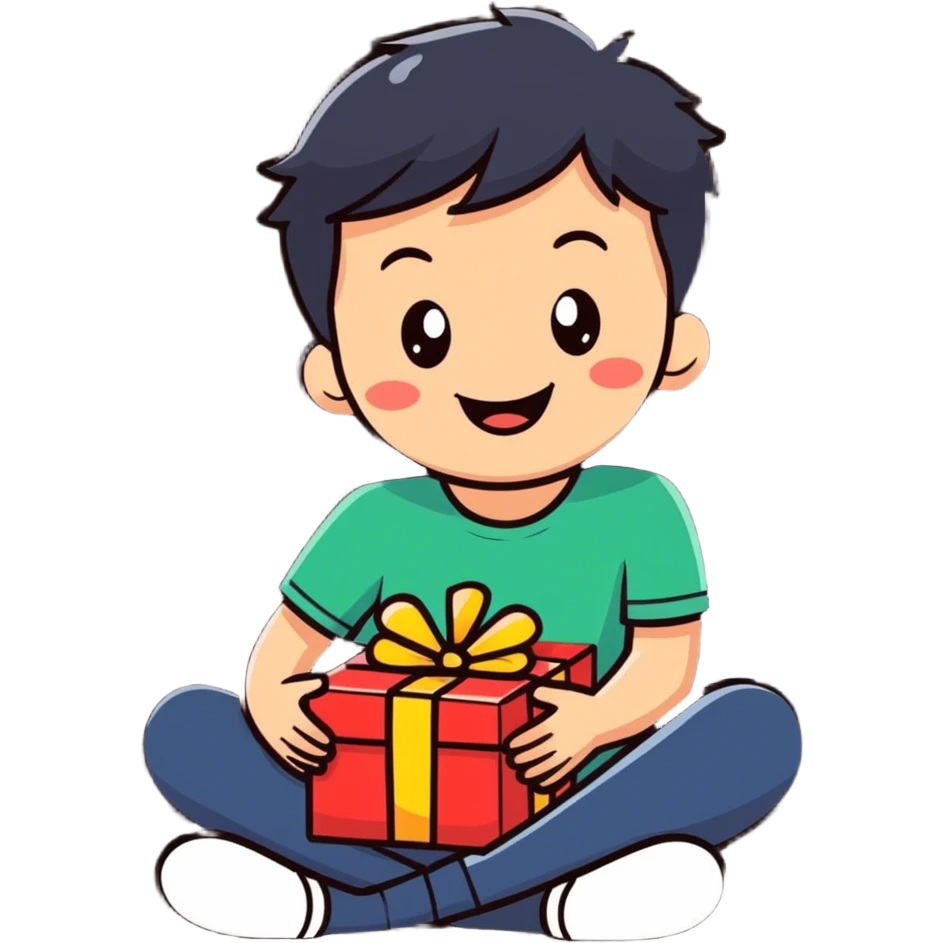 Boy opening presents  emoji