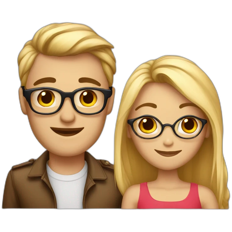 Amoureux homme brun à lunettes et femme blonde emoji