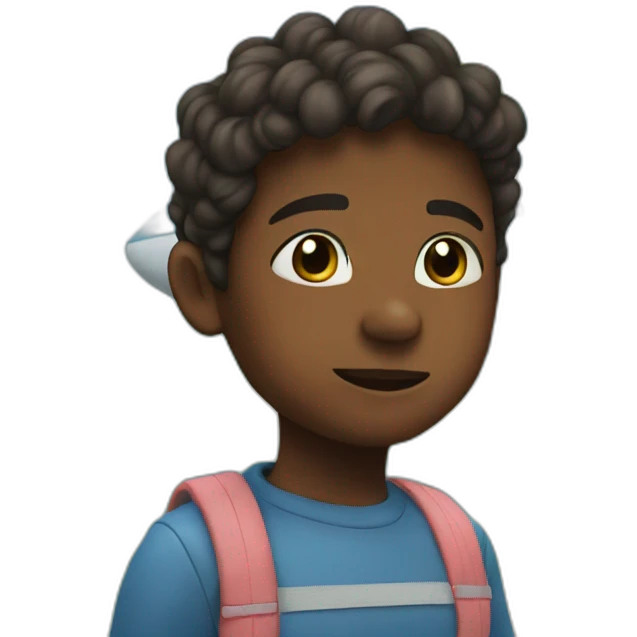 A child stands by the sea and sees a plane in the sky emoji
