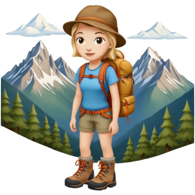 girl back packing mountains background  emoji