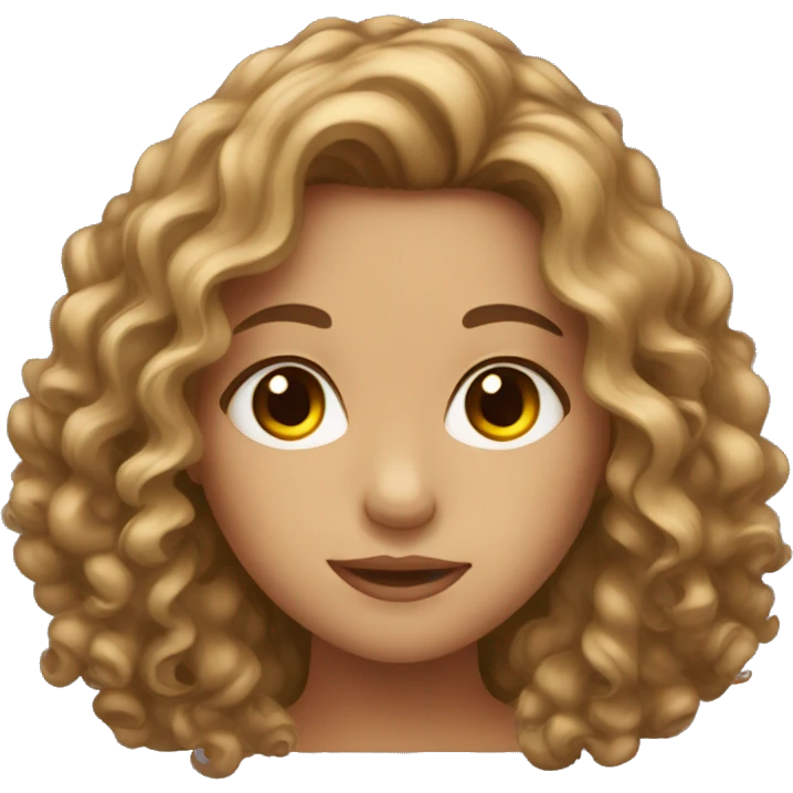 girl with brown eyes and brown curly long hair emoji