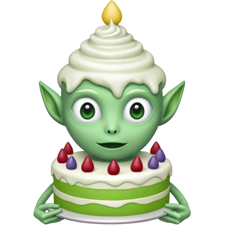 alien holding a cake emoji