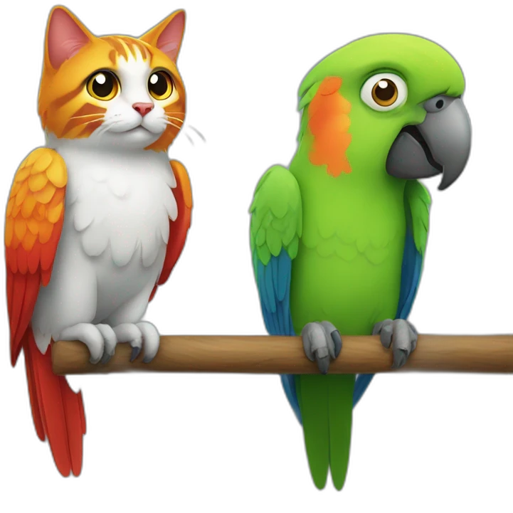 Parrot and cat emoji