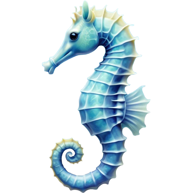Beautiful and Majestic Sea Horse Portrait Emoji, Head and body rendered in serene repose with a gentle, content smile, showcasing a slender, elegantly curved seahorse with a softly coiled tail and eyes gently closed in peaceful slumber, Simplified yet exquisitely endearing features, highly detailed, glowing with a soft, drowsy aquatic light, high shine, relaxed and utterly enchanting, stylized with an air of majestic marine beauty, soft glowing outline, capturing the essence of a beautiful and majestic seahorse that embodies the enchanting spirit of the ocean! emoji