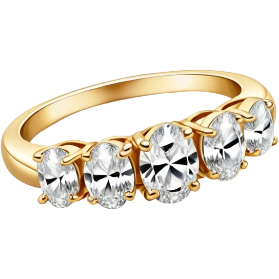 Gold Engagement ring with five oval diamonds same size emoji