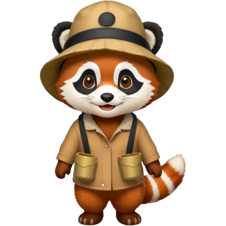 red panda wearing bucket hat, full body emoji