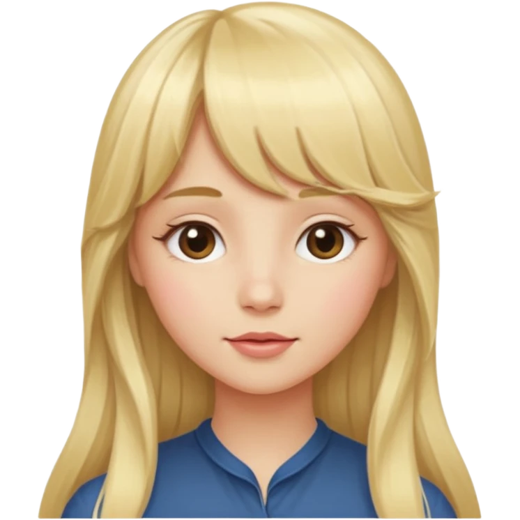 Girl long flowing blonde hair With BANGS emoji